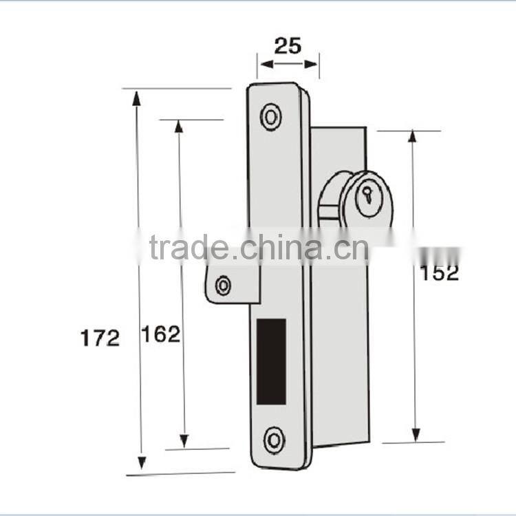 Good quality iron or zinc alloy material aluminium door security mortise hook lock for door series