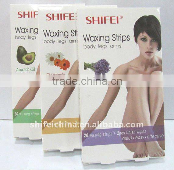 New 3 flavors 20pcs+2wipes New Shifei depilatory waxing strips,20strips+2wipes