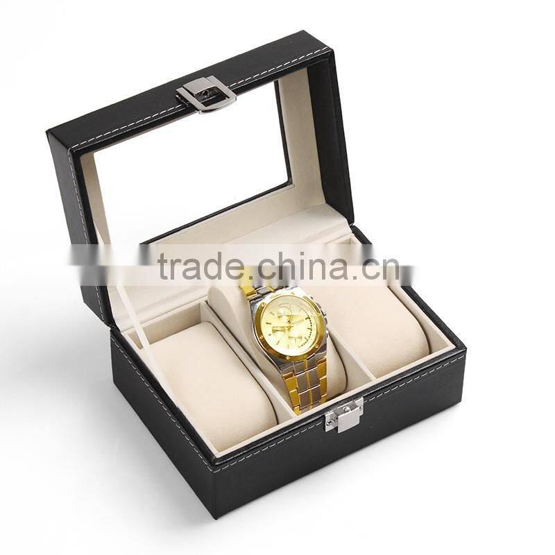 W806-3 3 Slot Grid Cheap Wholesale PU Leather Watch Packaging Display Box