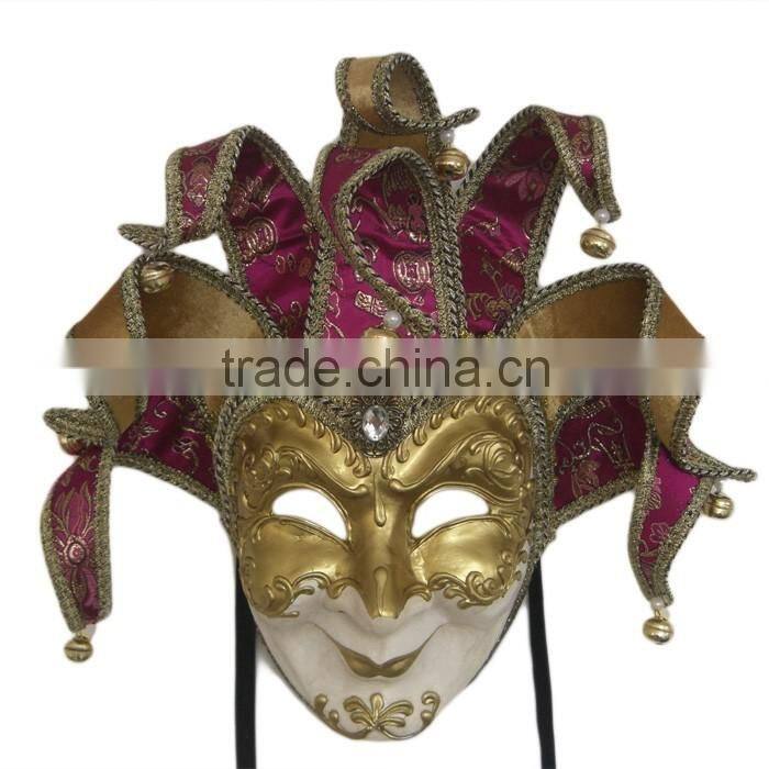 Wholesale Red And Gold Italy Venice Feather Masquerade Mask For Venetian Masked Ball
