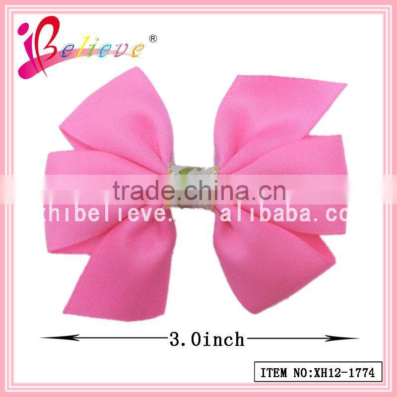 Plastic bow girls ponyholder ribbon bow covered elastic hair bands (XH12-2106)