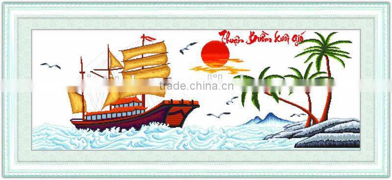 Thuan Buom Xuoi Gio Vietnam style 100% precisely printed cross stitch