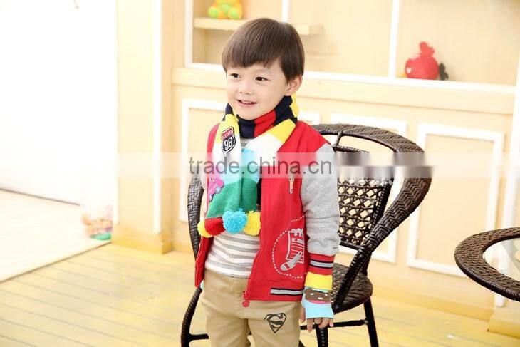 Wholesale Fashion Boys Girls Children Autumn Winter Knitted Scarf with Colorful Balls