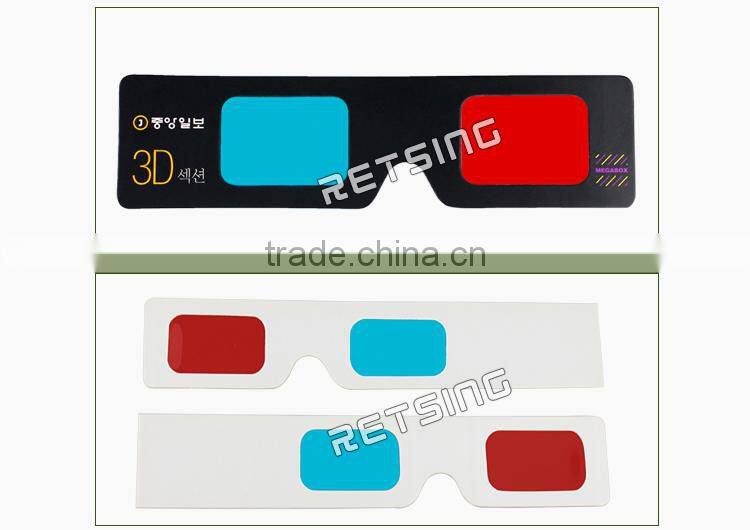 3d hand-held paper glasses red cyan blue lenses for 3d movies and 3d books