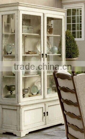 High quality solid wood display cabinet wine cabinet with glass door
