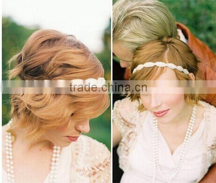 2015 Korea Style Snake Chain Clear Crystal Flower Hairband Bridal Hair Accessories