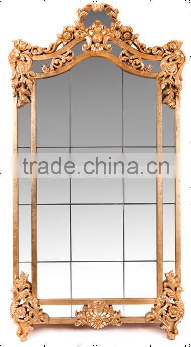 Neoclassic living furniture set wood frame fabric sofa gold length mirror