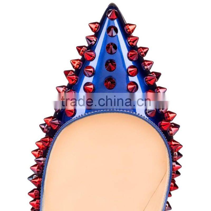 Catwalk Manufacturer Ladies Pointed Toe Dress Shoes Famous Brand Name Woman Stiletto Ombre Color Leather Sexy Spikes Women Heels