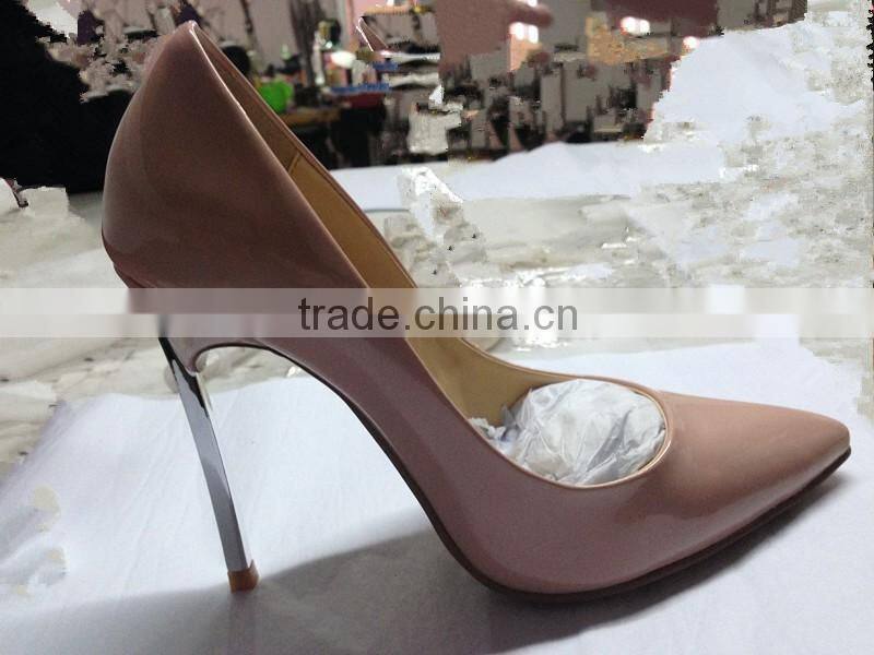 China women shoes factory 2016 high heels silver metal heels logo free change color allowed factory direct sexy stiletto shoes