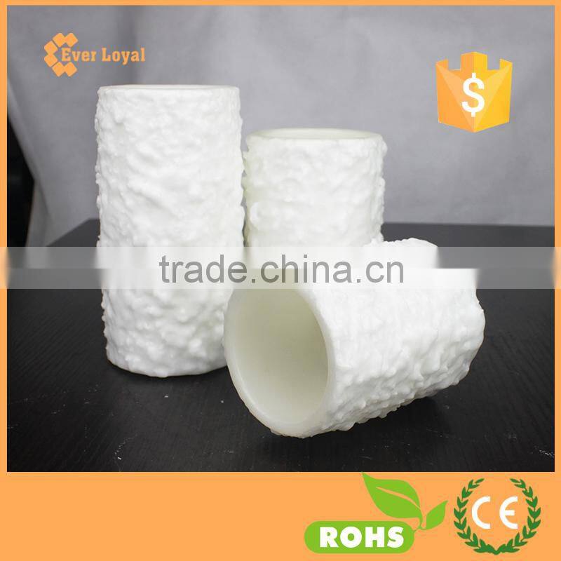 White "Snow" Textured Battery Operated Flameless LED Candle Wax Christmas Pillar Candle Set