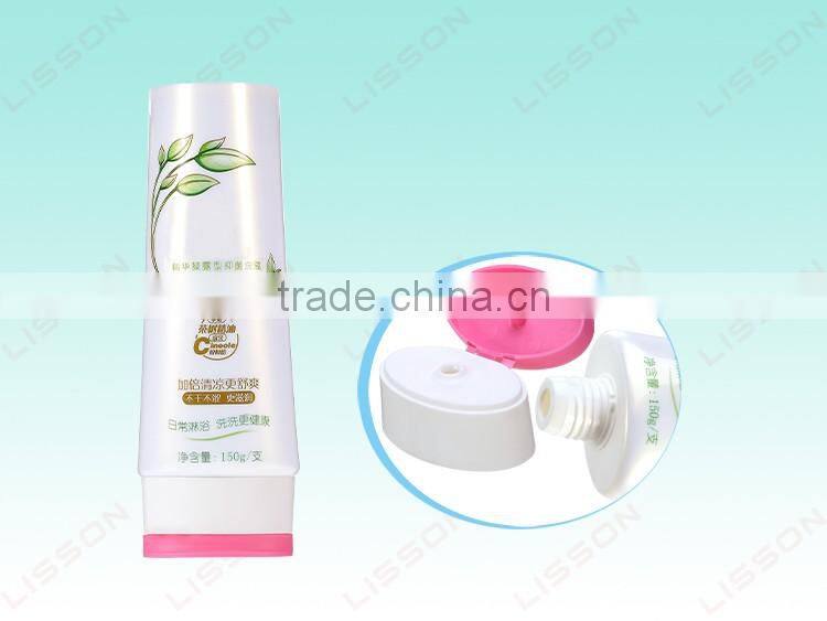 D19 120ml-300ml Female Cream Oval Tube With Double Color Flip-top Cap