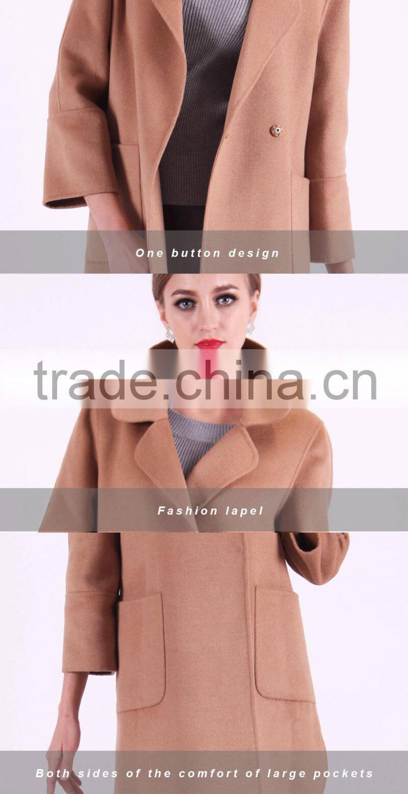 2016 New Design Spring Medium Length Women Slim Fit Wool Coat
