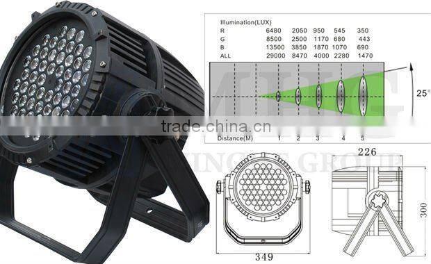 Best selling outdoor stage flood 54x3w led par light