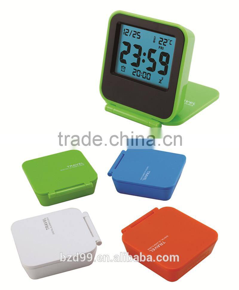 Portable Advertising Desk Mini Travel Alarm Clock With Thermometer Alarm Snooze and Night Light Electronic Items Manufacturer
