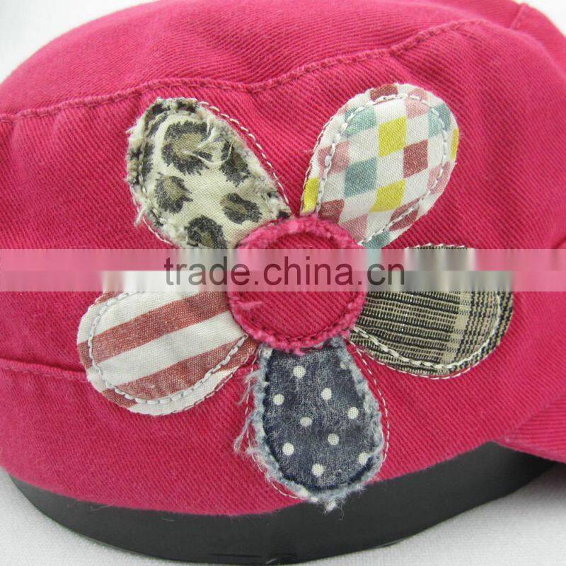Ladies applique floral military cap