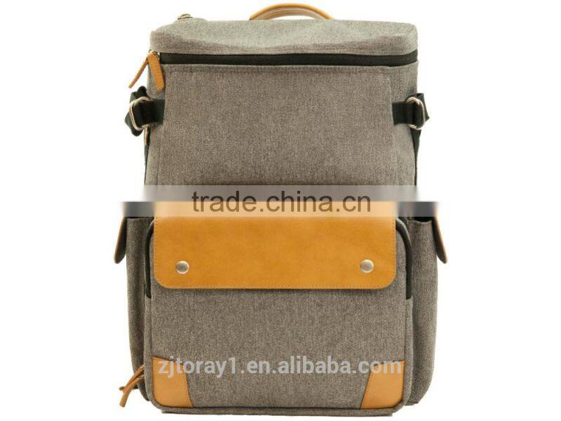 Vintage Grey Canvas Camera Laptop Backpack