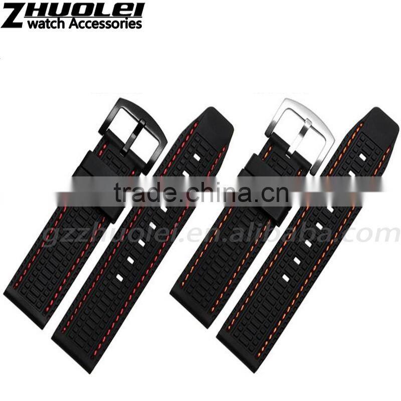 24mm black diver Rubber watch strap Wholesale 3PCS