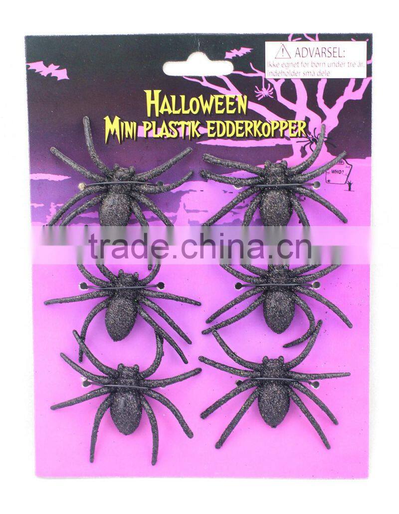 Halloween decorative plastic flocking spider joking toy realistic prank prop