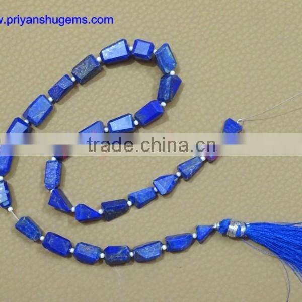 Asphalt roll Lapis Handmade 6 * 10-8 * 12 mm roll shape, 16 "chain length of 100% natural gemstones