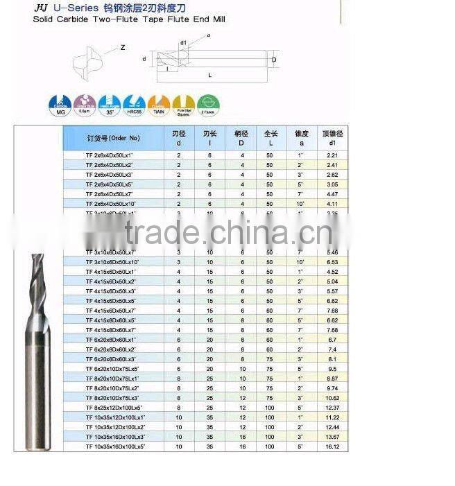 CNC Solid carbide angle end mill milling cutter (for PCB)