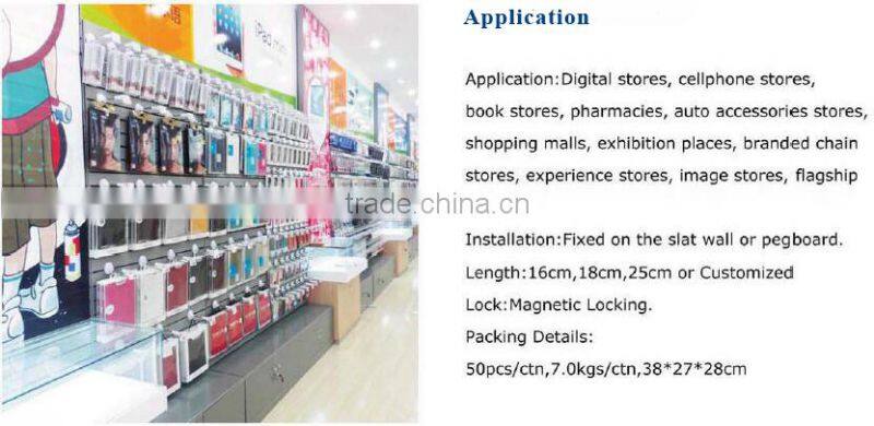 Security Display metal peg hook metal security magnetic peg hook