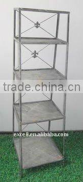 110490DA - Knocked down tiered rack & metal shelf antique grey