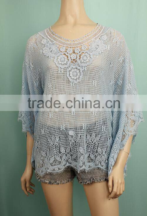 New fashion women lace tops blouse designs DT140730705