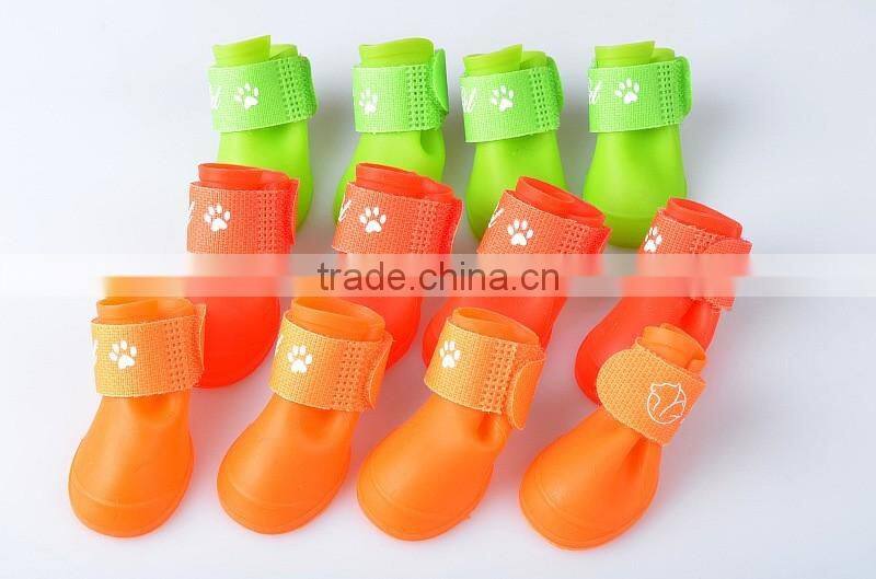 2016 Fashion siliconeNonslip Sole Hook Loop Dog Rainshoes /Pets Doggie shoes/Pet Rain Boot Sole