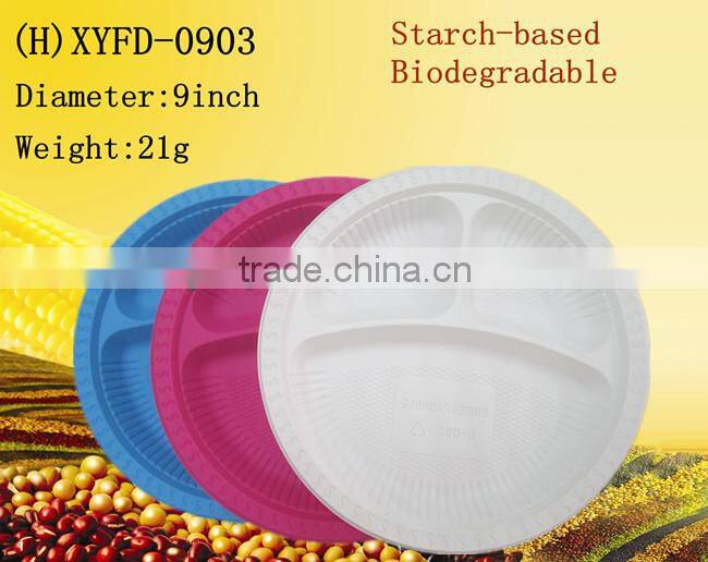 eco-friendly starch-based disposable plastic plate:XYFD-0901