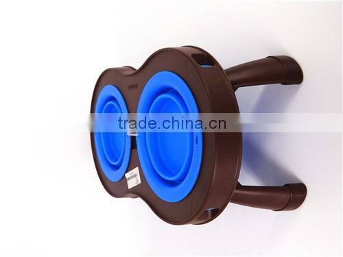 collapsible double silicone pet bowl 100% Food Grade Non-toxic foldable
