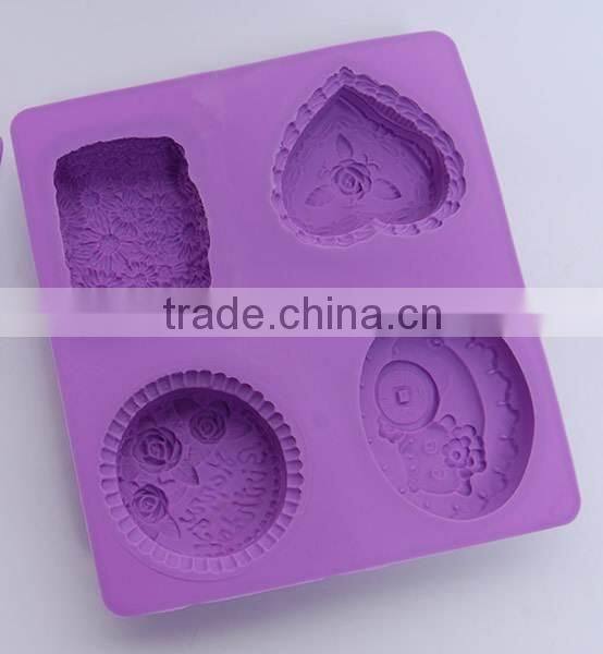 engraved 4 cavities silicone soap mould