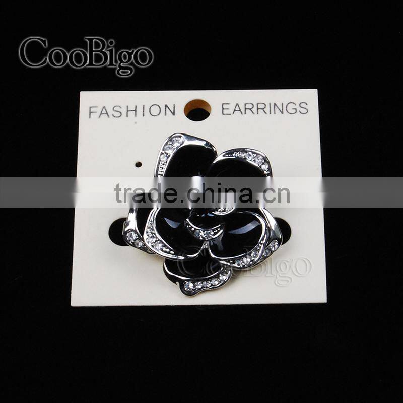 Fashion Jewelry Black Flower Rhinestone Brooches Pin Women Gift Dresses Hijab Scarf Apparel Accessories