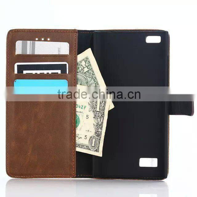 Newest product flip pattern wallet leather case for Blackberry LEAP with stand
