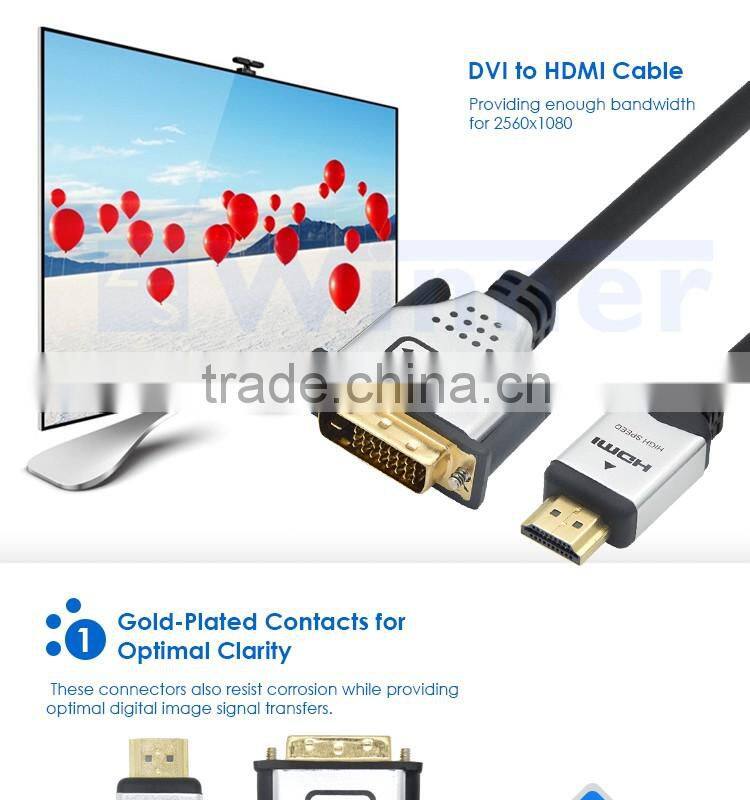 Gold Plated 3-Feet HDMI to DVI D Single Link Male to Male Cable