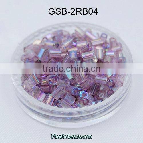 Wholesale Latest Popular Red Rainbow Glass Bugle Beads Trim In Bulk GSB-2RB03