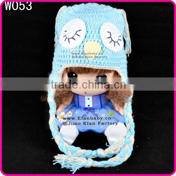 crocheted owl sleeping hat baby photo props newborn baby winter earflap animal hat