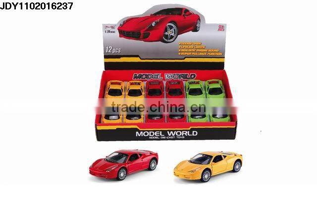 1:28 metal pull back toy car Alloy four door open little die-cast with light Simulation metal car