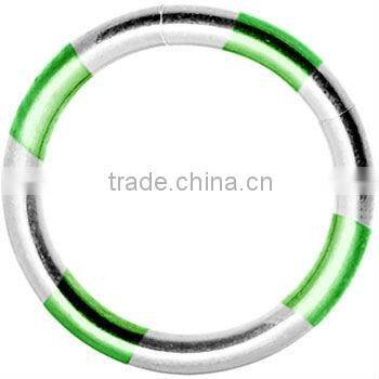 16 Gauge 3/8" Green Silver Stripe Anodized Titanium Segment Ring