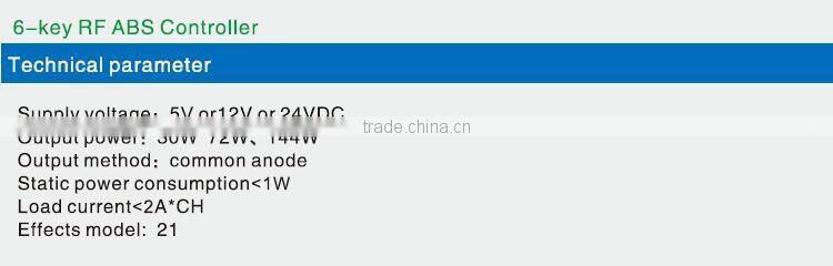 DC5V/12V/24V 6-key RF ABS shell remote controller/Dimmer for led strip light