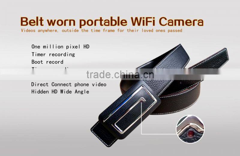2015 first HD 1080P WIFI leather belt pinhole hidden camera with android and IOS APP,wireless wide angle belt mini camera 32gb