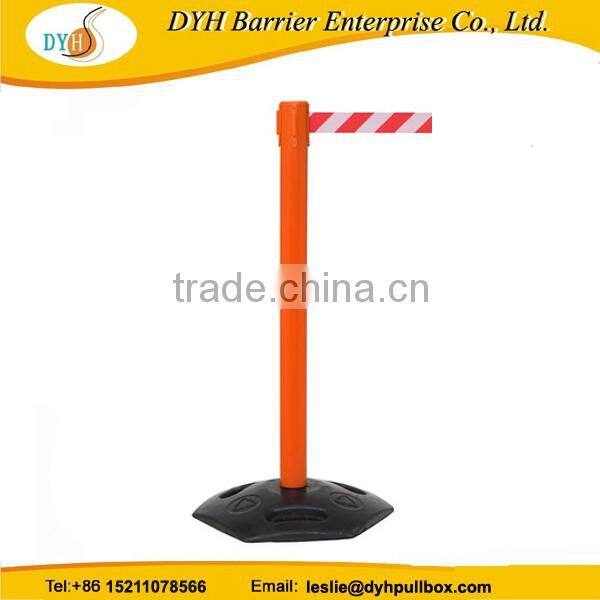 Factory queue system pole retractable stanchion with belt Rubber safety barrier