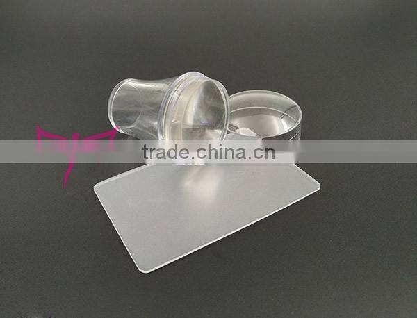 Hot nail art stamper XL 4cm clear jelly stamper with cap factory sell