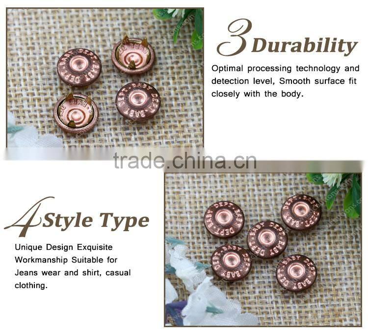 Metal material prong snap fastener for leather bag garment