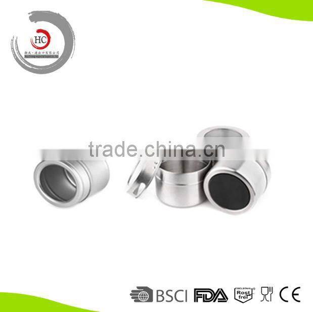 Hot sell stainless steel magnetic spice rack magnetic spice jar magnetic container set of 6