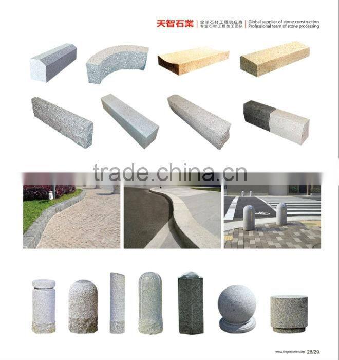 Flower design paving stone red granite cube for plaza