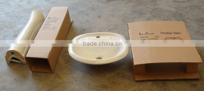 China Sanitary wares ceramic dining room wash basin with pedestal