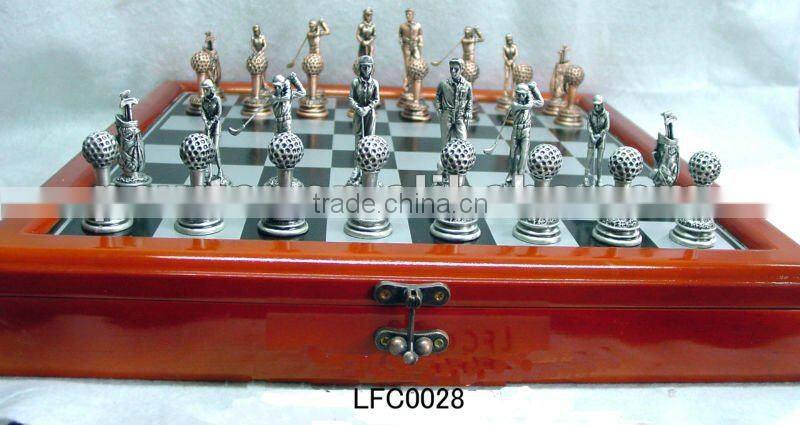 Personalized Wooden Board Metal Chess Set