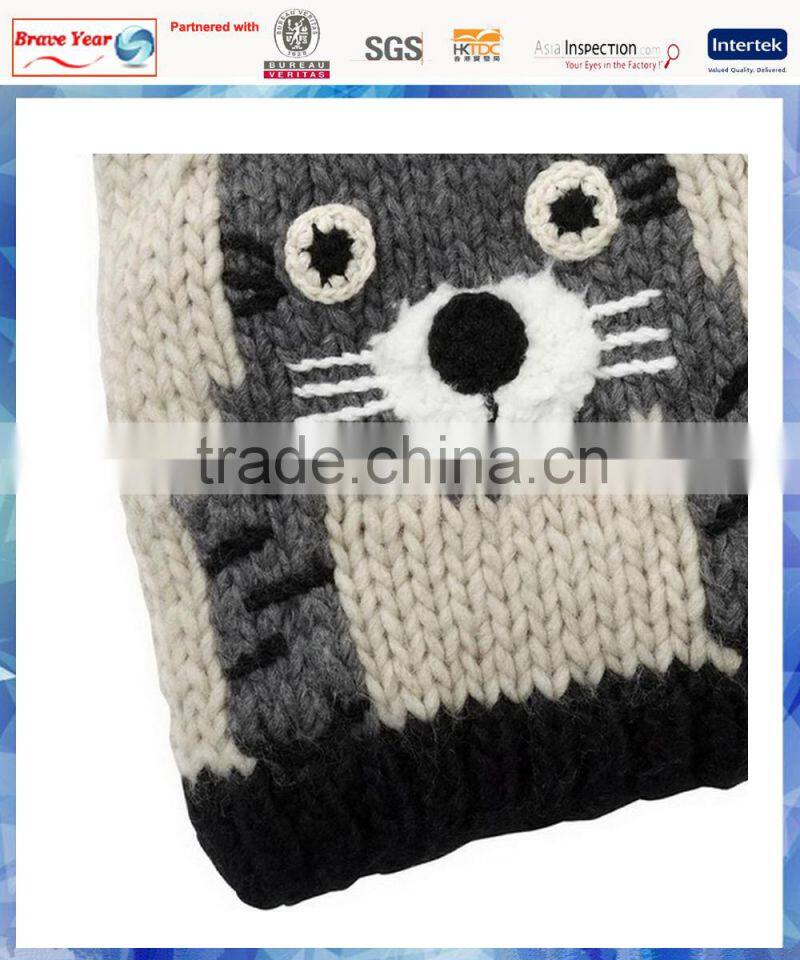 cat face design knit baby hat/baby girl hats/beanie cat ears