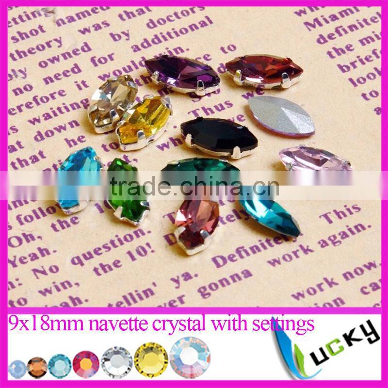 Top quality slim long horse eye all colors available 4x15mm crystal navette crystal rhinestones point back fancy shape