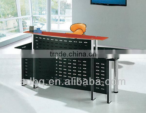 PT-P014 WorkWell office furniture supply standard high gloss office glass desk with metal legs good quality